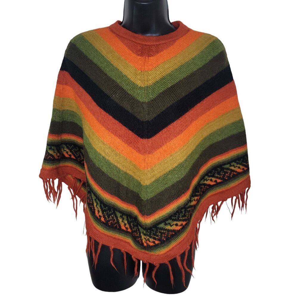 Estirpe Inca Alpaca fringe poncho sweater One Size OS